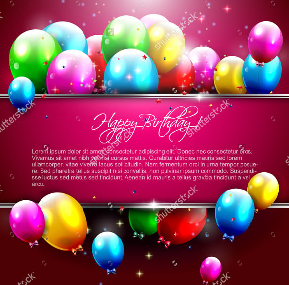 luxury birthday card template with baloons