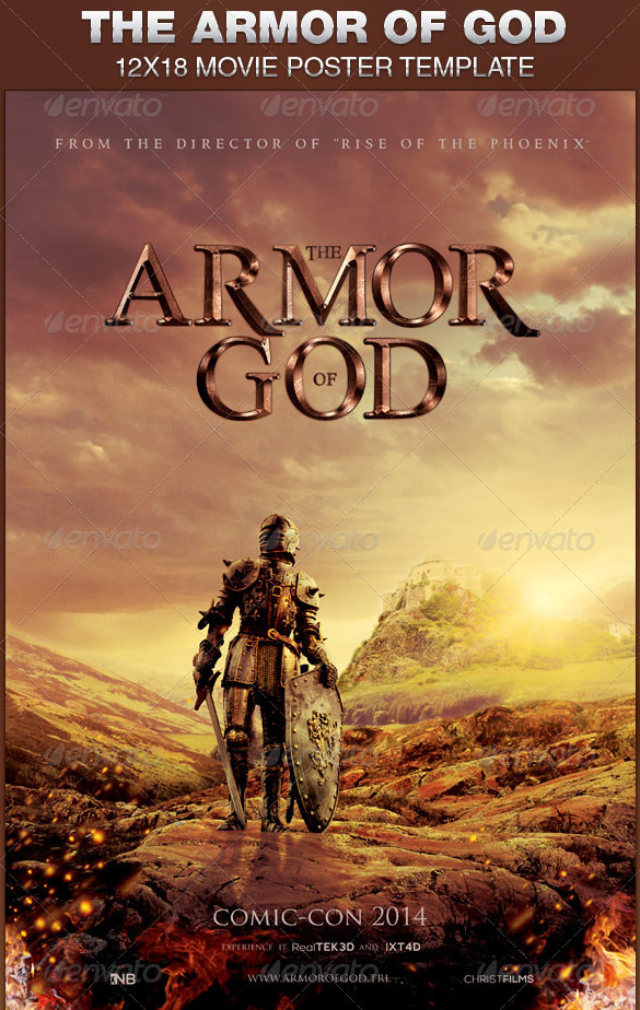 armor of god movie poster template psd editable