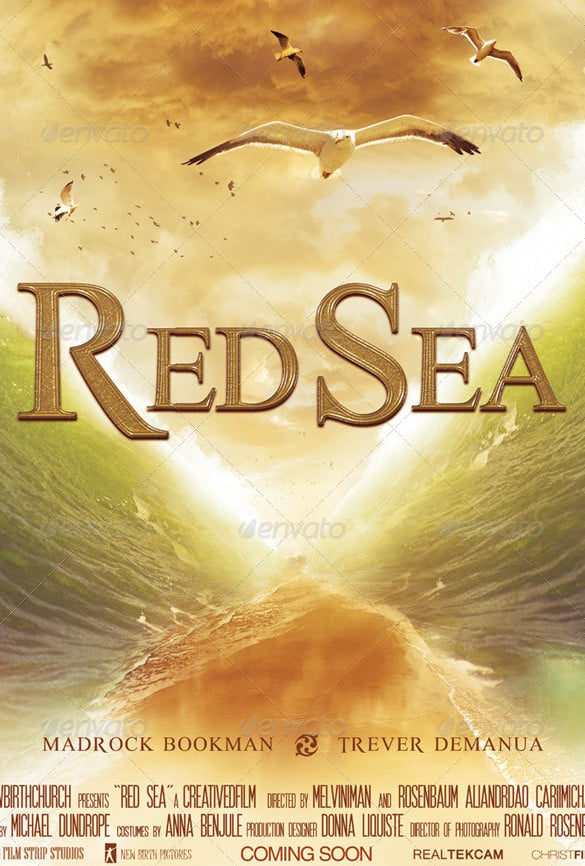 red sea movie poster template psd design