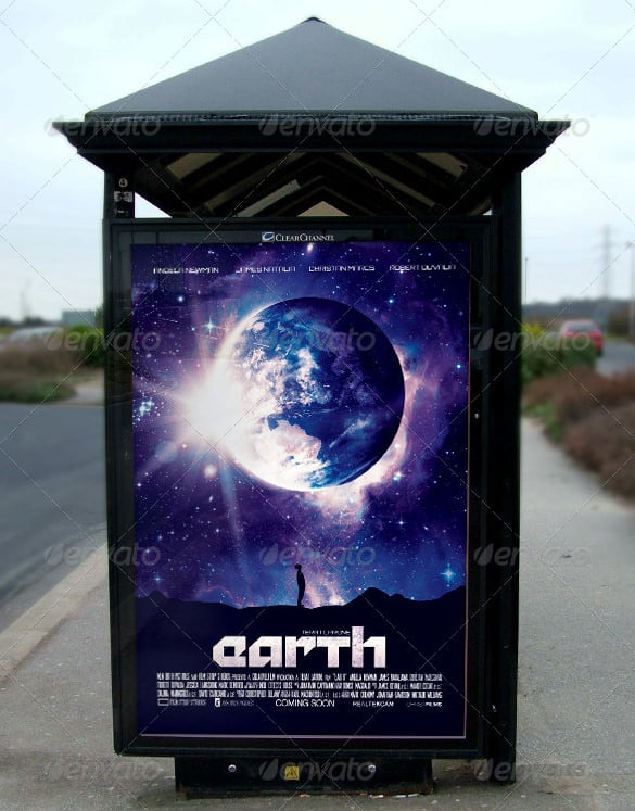 earth movie poster template photoshop psd