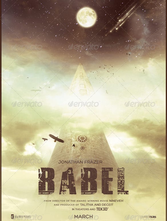 babel movie poster template photoshop psd download