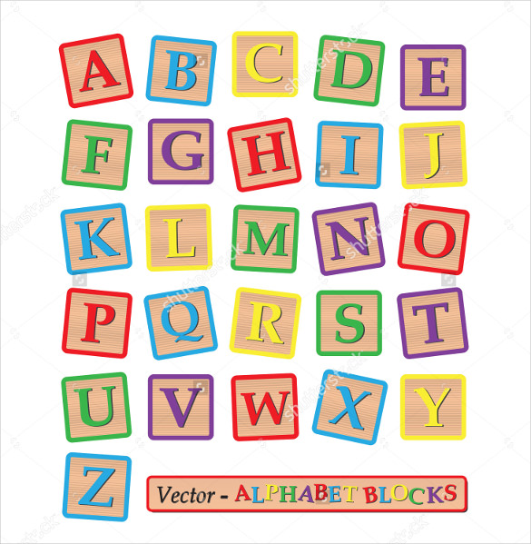 colorful blocks with the alphabet isolated on a white background