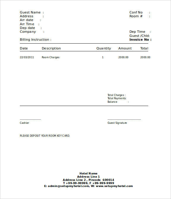 20 Hotel Receipt Templates Pdf Doc Excel Free