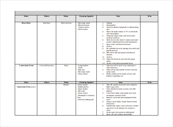 master cleaning schedule free download doc format