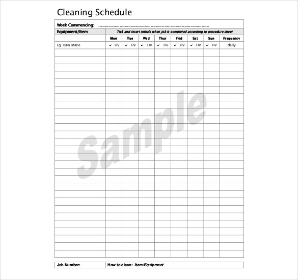 cleaning schedule kitchen free download pdf format template