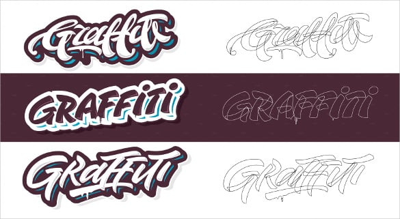 four graffiti lettering template download