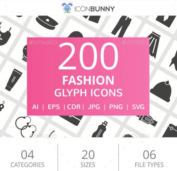 200 fashion glyph icons