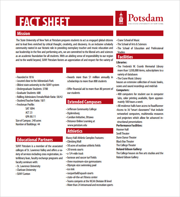 free download fact sheet template pdf format printable