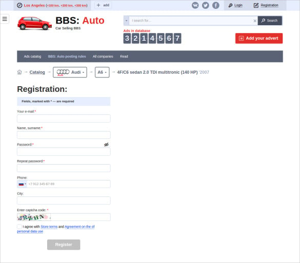 auto – car selling registration template