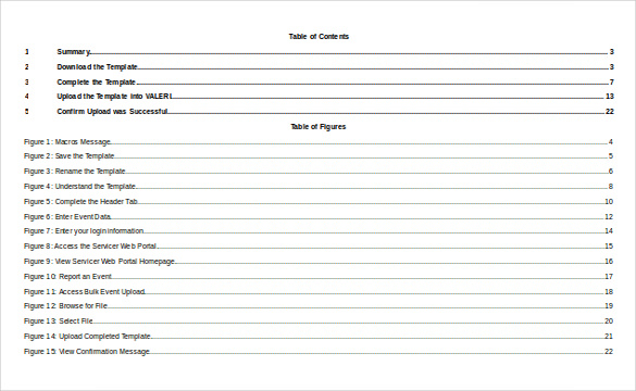 table of content free doc format template