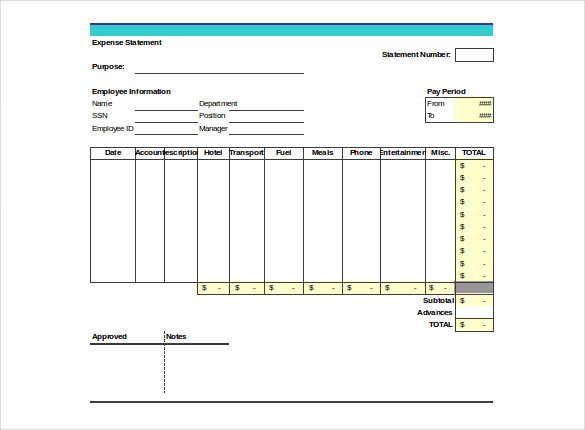 expenses record free excel format template