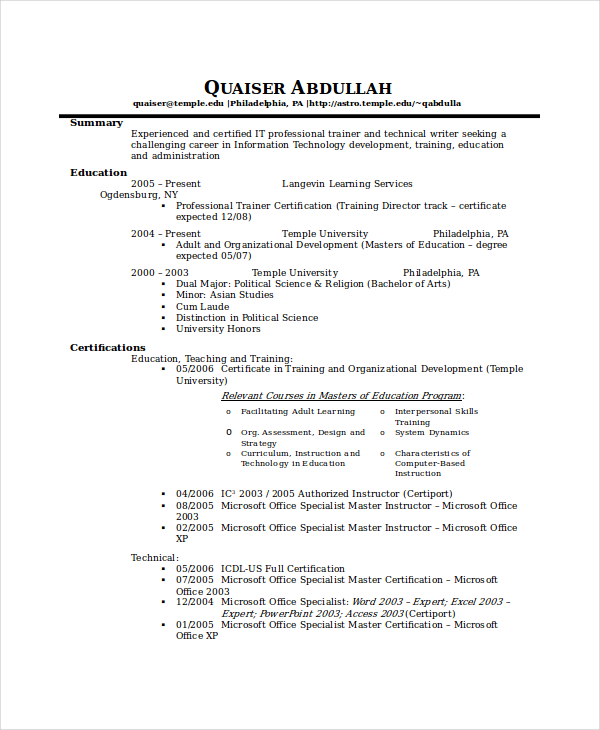 technical writer resume