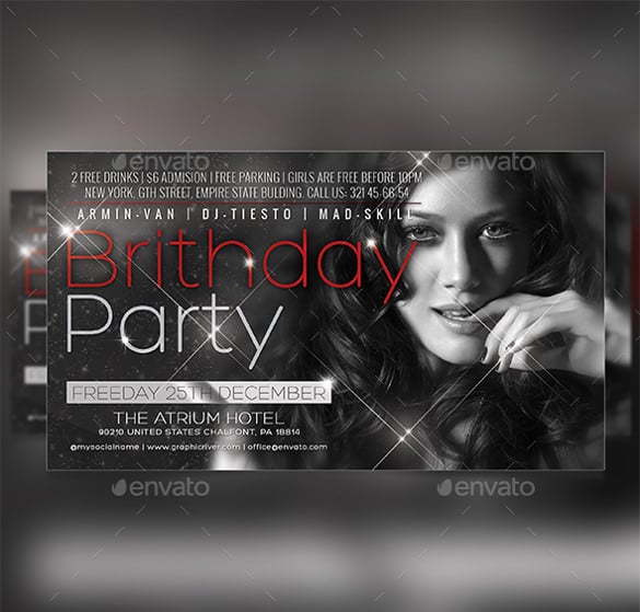 print ready birthday party flyer template