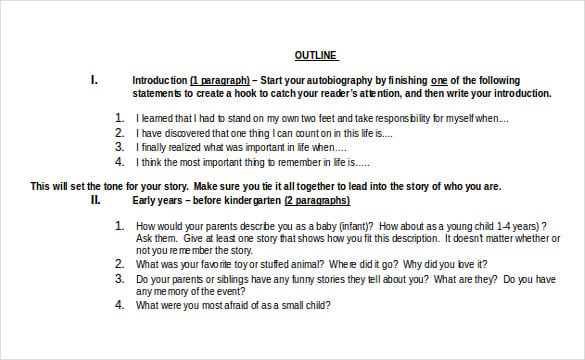 doc format autobiography free download template