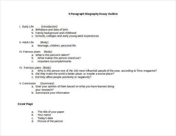 paragrph autobiography outline free doc template