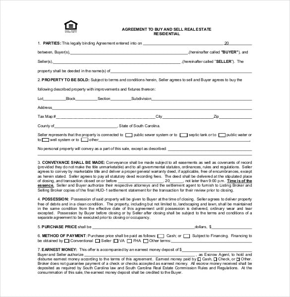 agreement to buy sell real estate pdf format