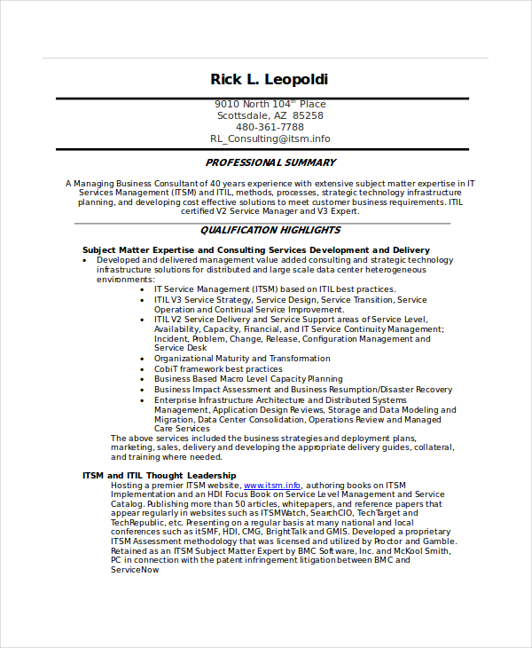 14+ Sample IT Resume Templates - PDF, DOC