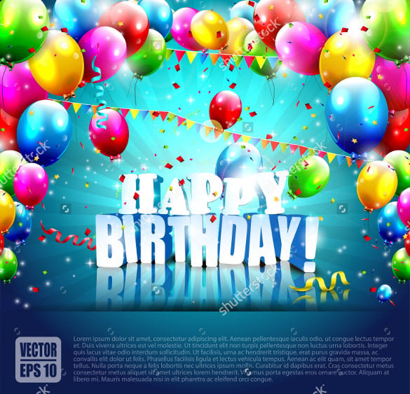 realistic colorful birthday background with balloons
