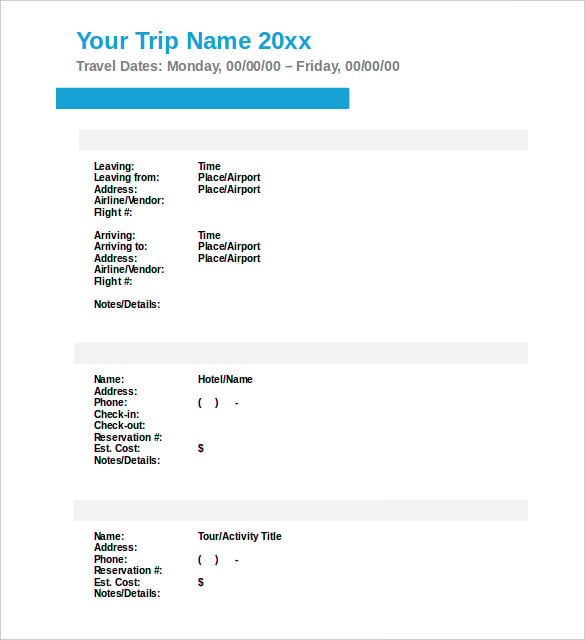 download travefy travel itinerary template for free