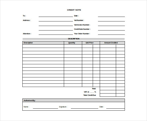 21 Credit Note Templates Word Excel Pdf Free