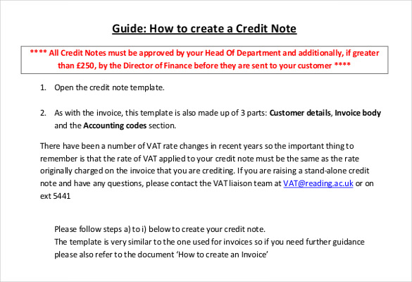 how to create a credit note template free pdf