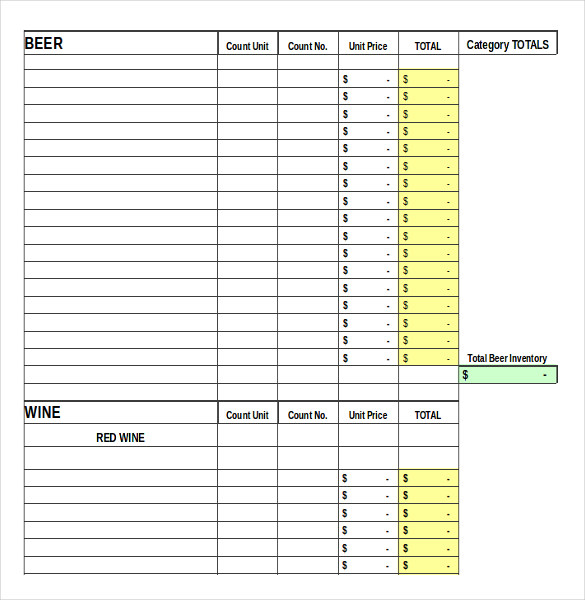 13+ Bar Inventory Template – Word, Excel, Numbers, Apple Pages