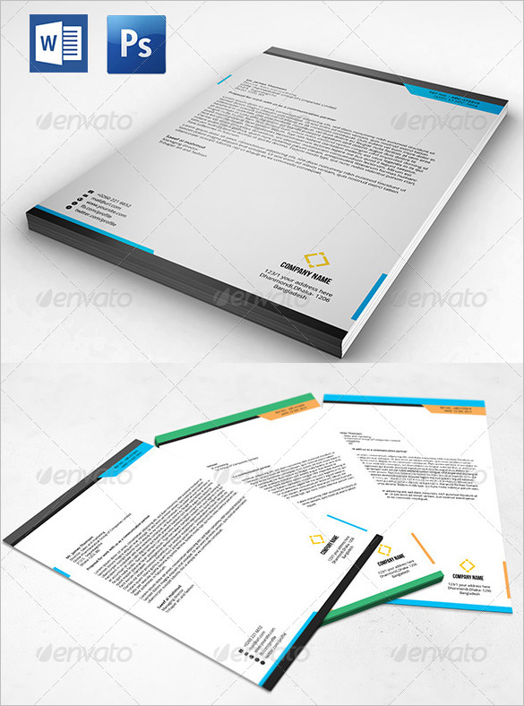 clean letterhead with ms word doc psd design