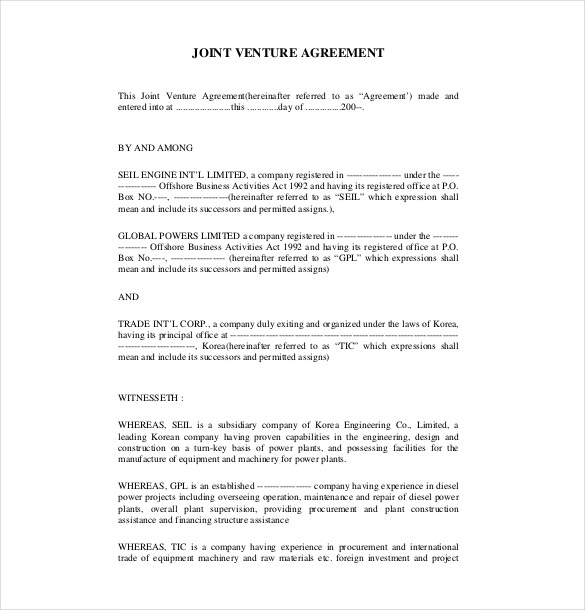 Joint Venture Agreement Template – 13+ Free Word, PDF Document Download ...