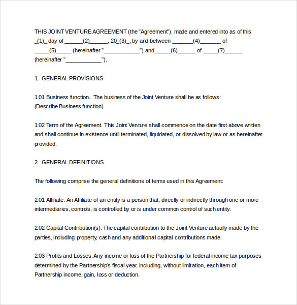 Joint Venture Agreement Template – 13+ Free Word, PDF Document Download