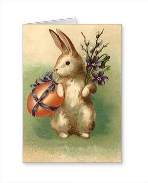 bunny easter egg flowers easter greeting card template download