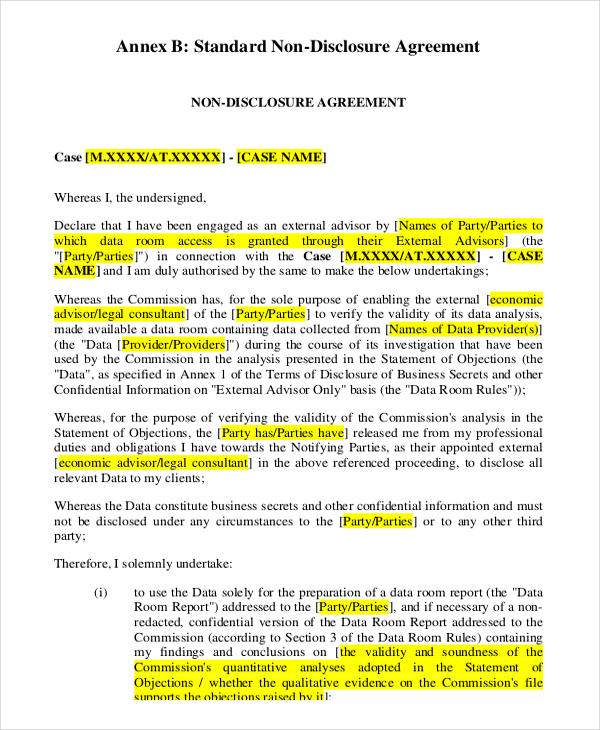 Non Disclosure Agreement Template – 21+ Free Word, PDF Documents Download