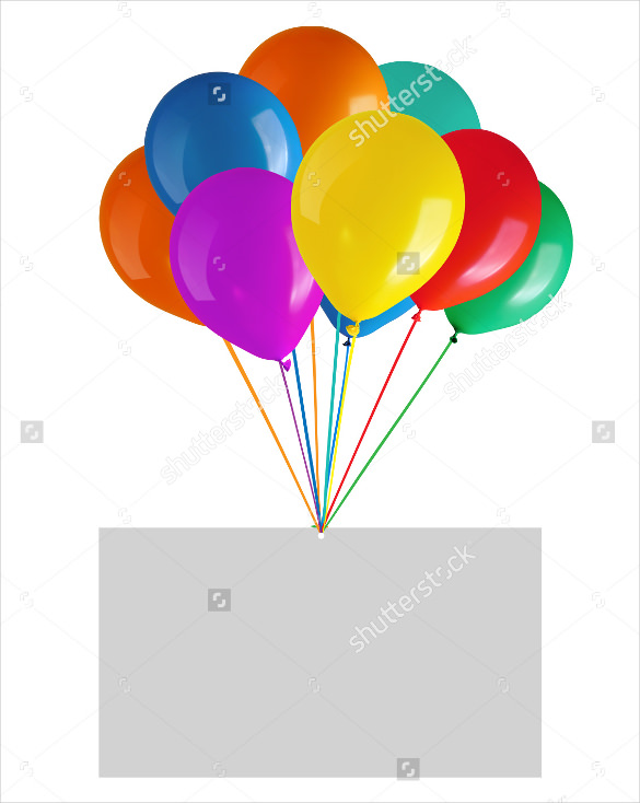 blank birthday card templates with flying balloons