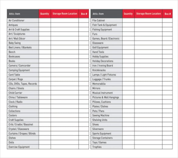 home inventory worksheet pdf format