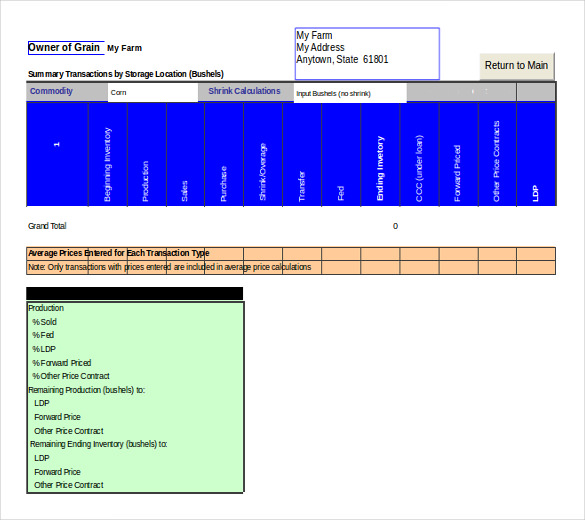 excel grain inventory management template