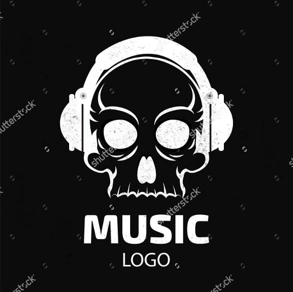 music skull dj logo template