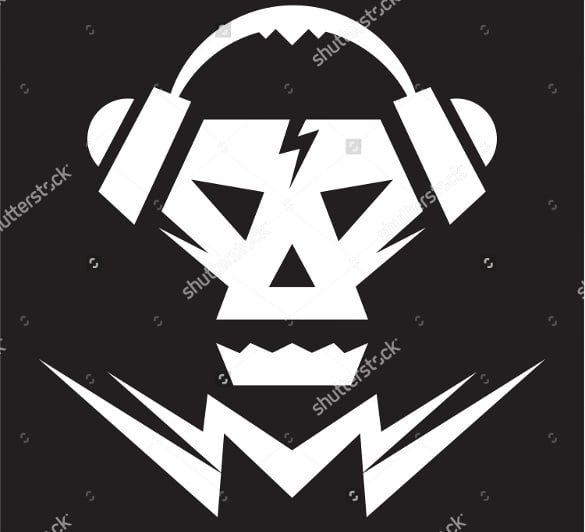 skull music vector dj logo sign template