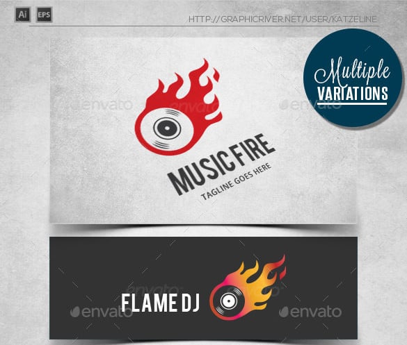 flame dj logo template vector format