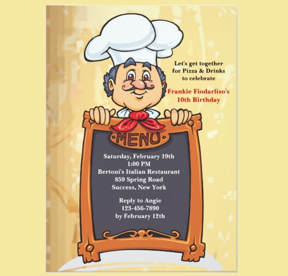 birthday menu template with chef image