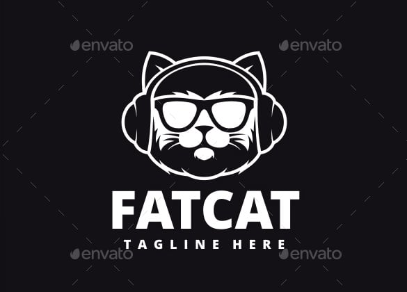dj cat logo template ai illustrator download