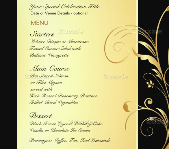 unique birthday menu template download