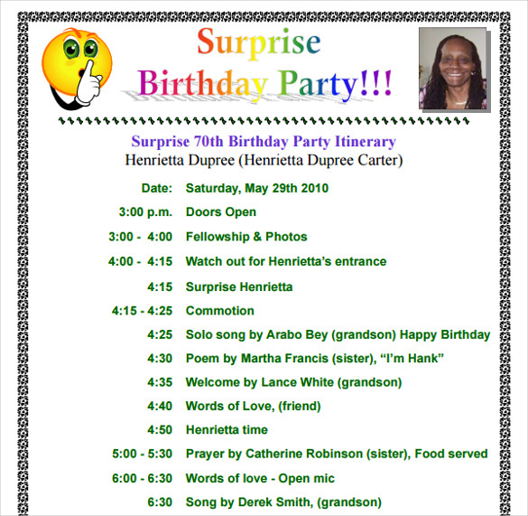 Birthday Party Program Examples