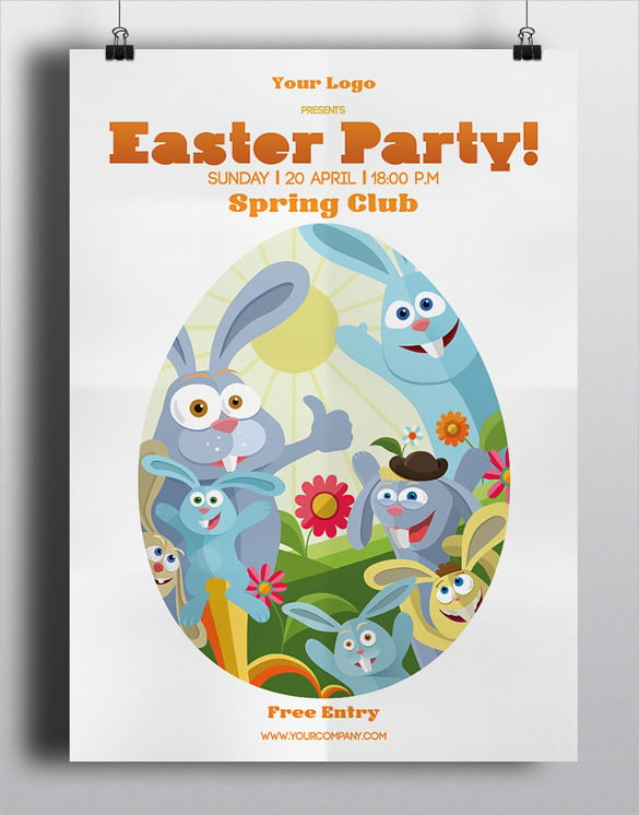 easter poster on gray background template download
