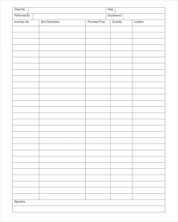 printable pdf physical inventory count sheet