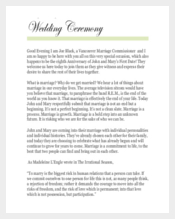 Easy To Print Wedding Cermony Template