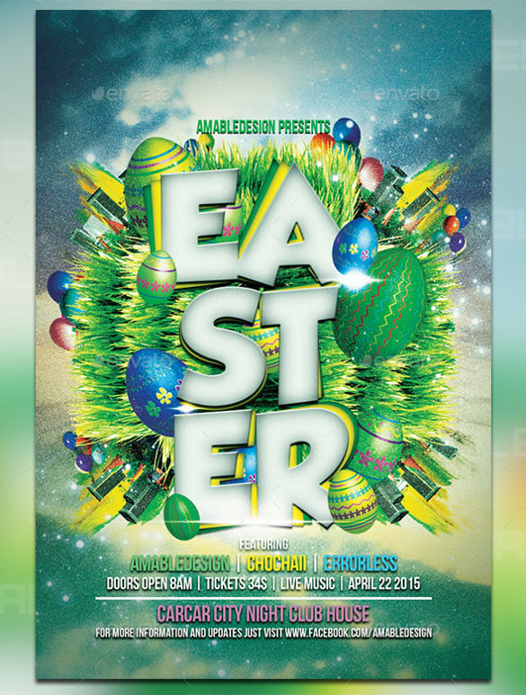 easter flyer template with colorful images