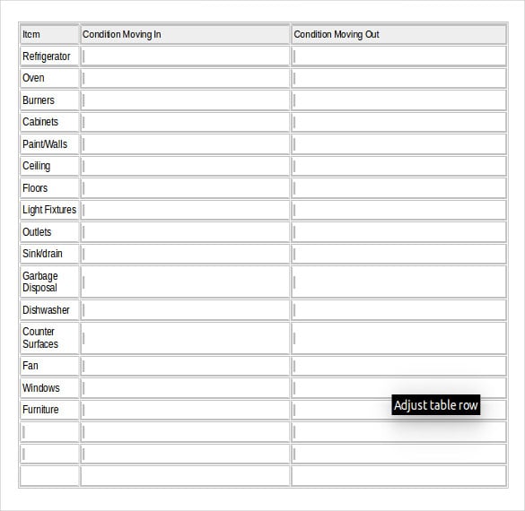 landlord tenant inventory checklist document download