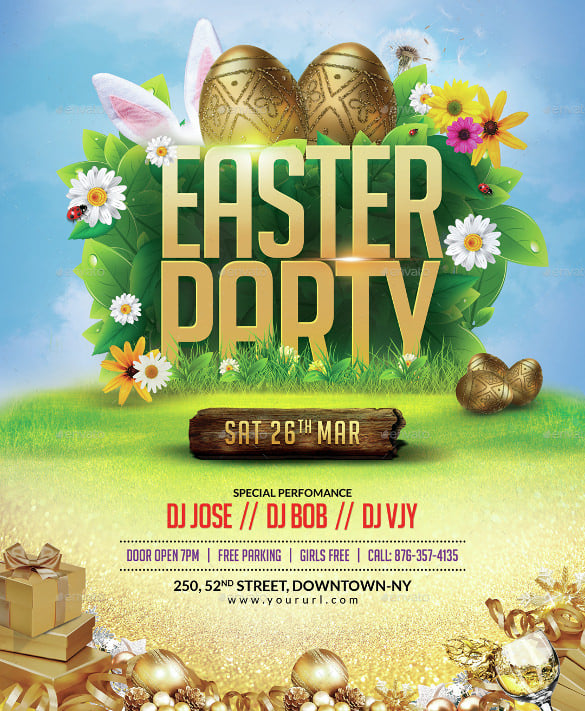 easter flyer psd template