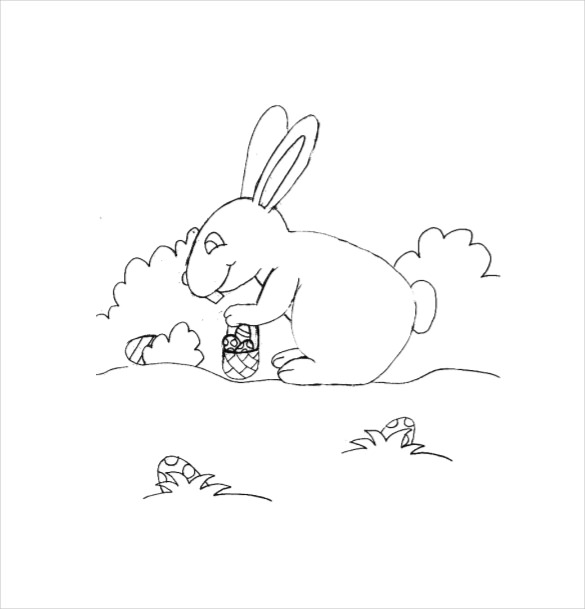 free pdf coloring page easter bunny hoding eggs download