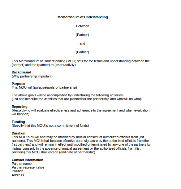 13+ Memorandum of Agreement Templates – Word, PDF