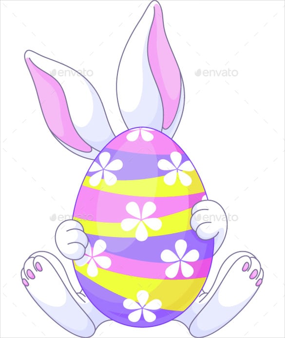 easter bunny hiding behind a huge egg